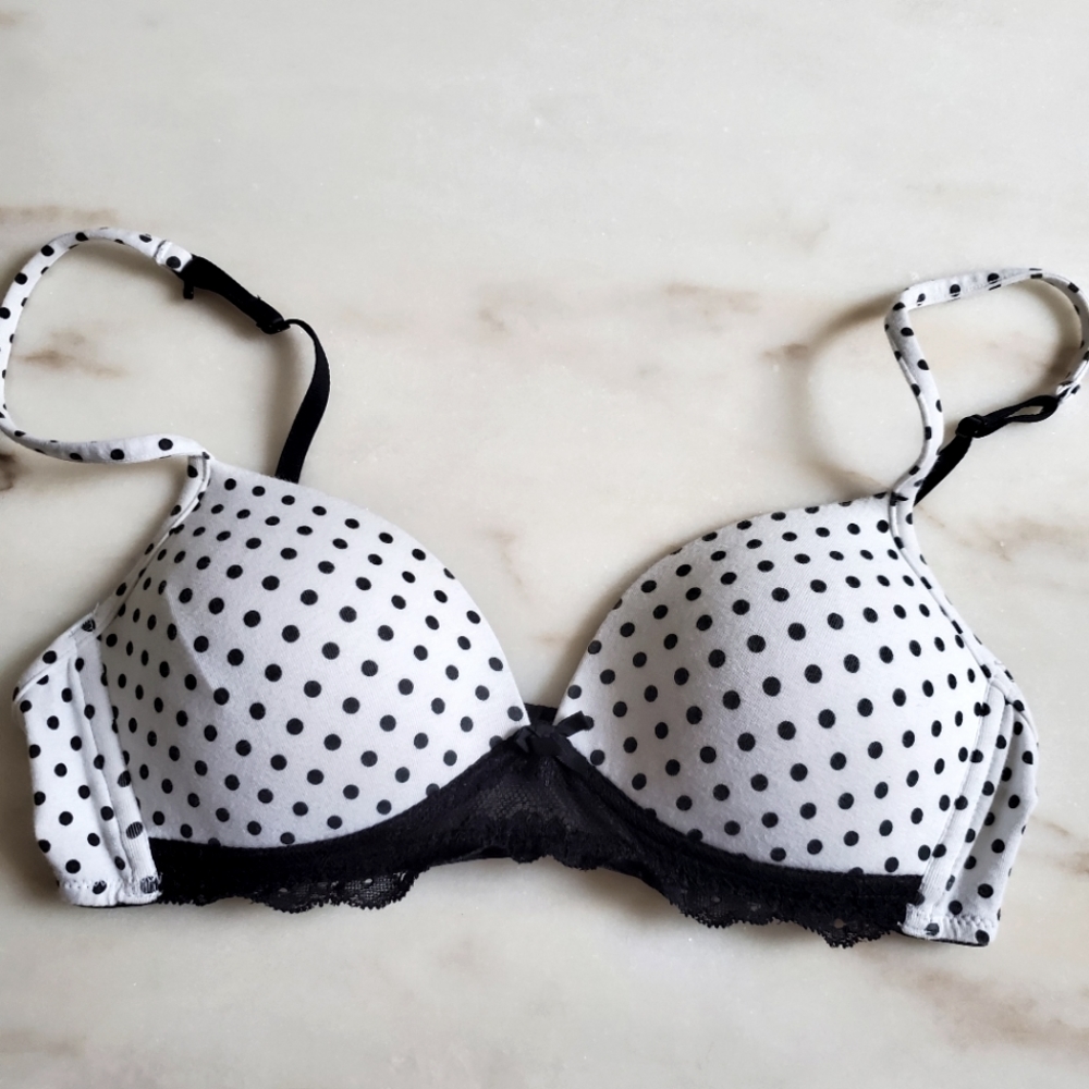 3/20$- LA SENZA 36A COTTON & LACE POLKA DOT BRA